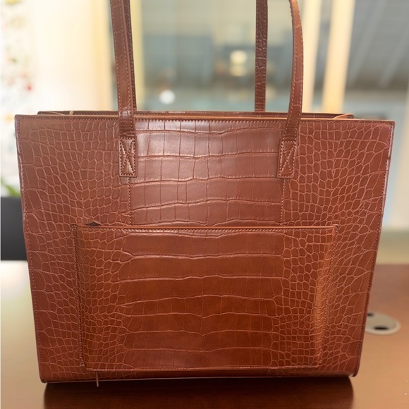 BEIS Large Work Tote | Maple Croc-Embossed - Picture 3 of 13